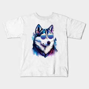 siberian husky sunglasses Kids T-Shirt